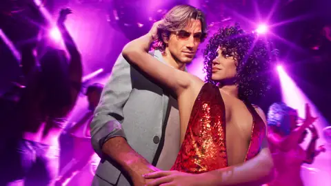 two dancers in Vintage Vice City Pack outfits in an official GTA 6 image, not leaked material